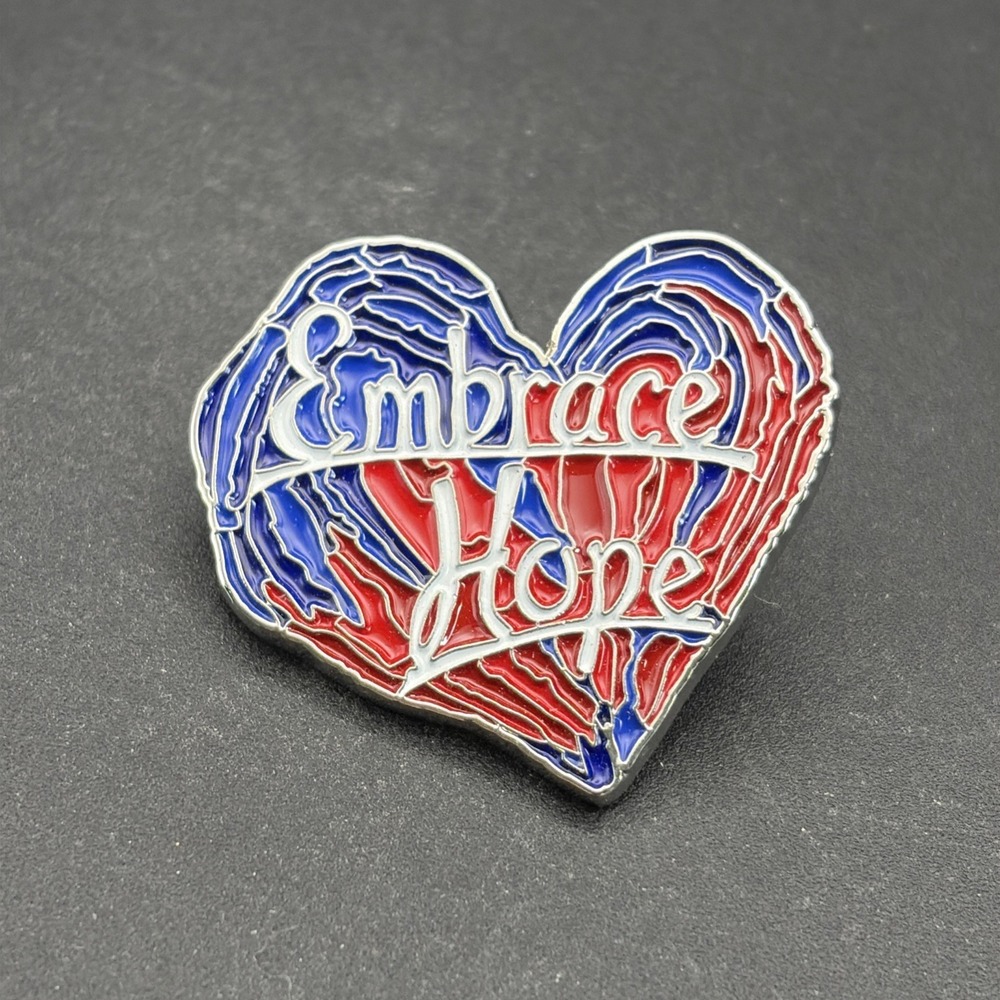 Penzeys Embrace Hope Heart Lapel Hat Pin